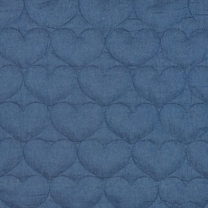 Steppstoff Denim Herzen - Jeansblau Fadenwunsch 