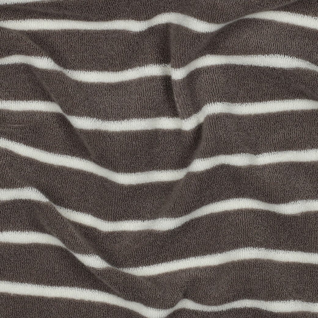 Frottee Stoff gestreift – Taupe/Weiß | Baumwolle Fadenwunsch 