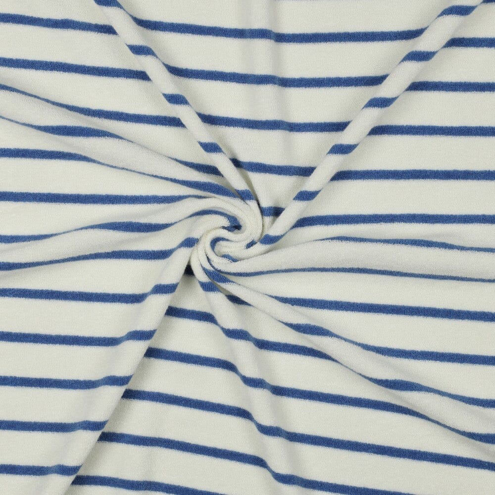 Frottee Stoff gestreift – Weiß/Blau | Baumwolle Fadenwunsch 