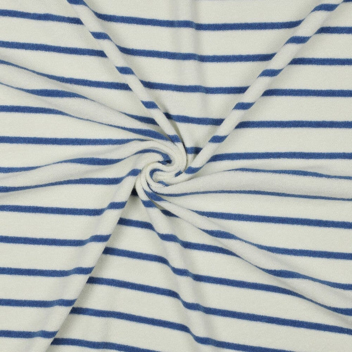 Frottee Stoff gestreift – Weiß/Blau | Baumwolle Fadenwunsch 