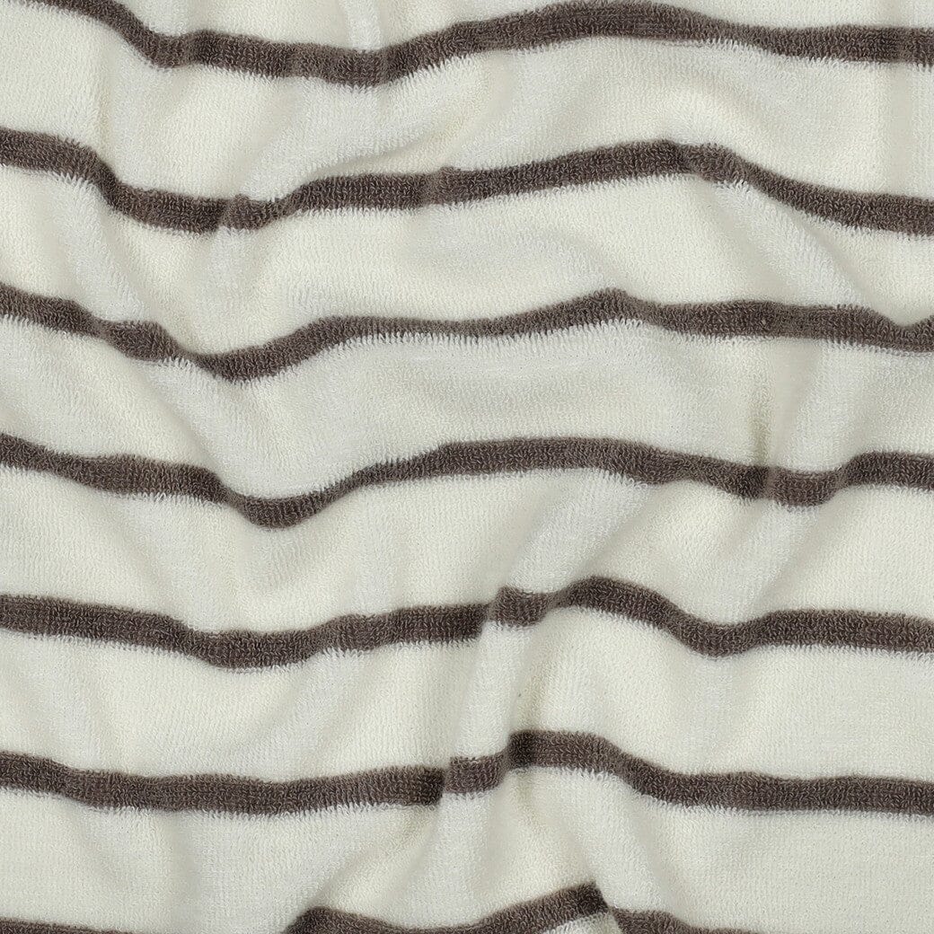 Frottee Stoff gestreift – Weiß/Taupe | Baumwolle Fadenwunsch 