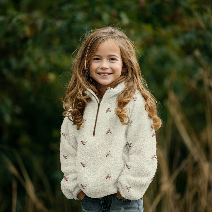 Teddystoff bestickt | Grey Teddy Bloom Fadenwunsch 