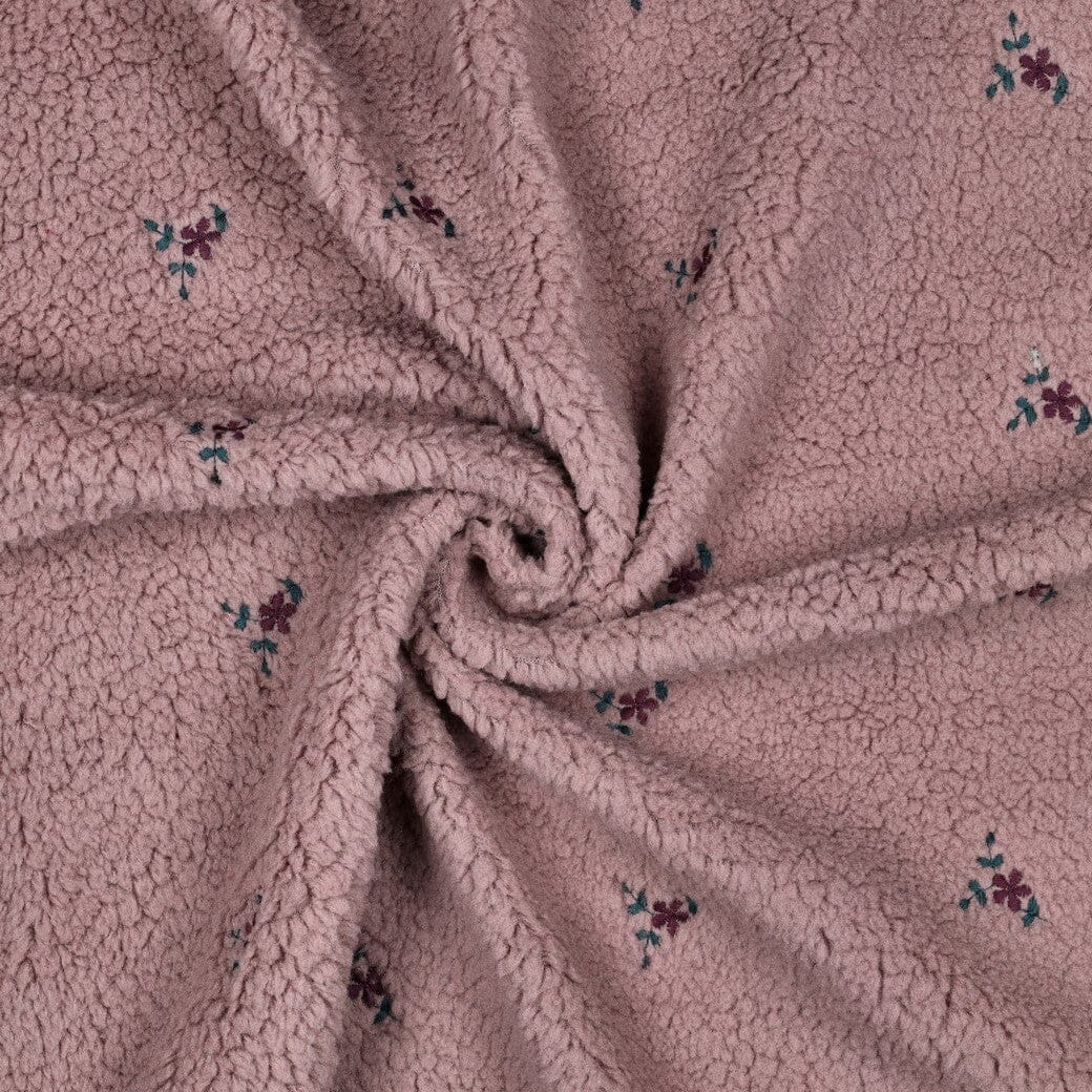 Teddystoff bestickt | Mauve Teddy Bloom Fadenwunsch 