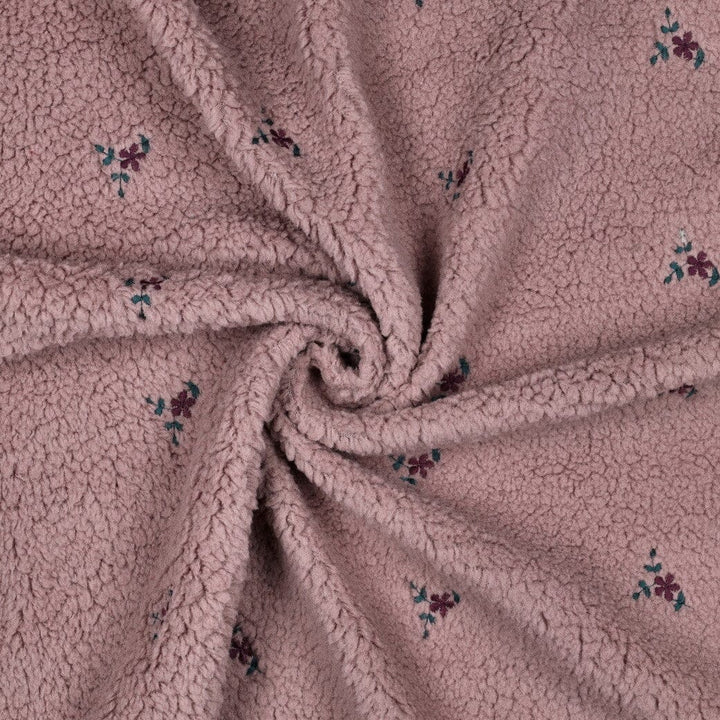 Teddystoff bestickt | Mauve Teddy Bloom Fadenwunsch 