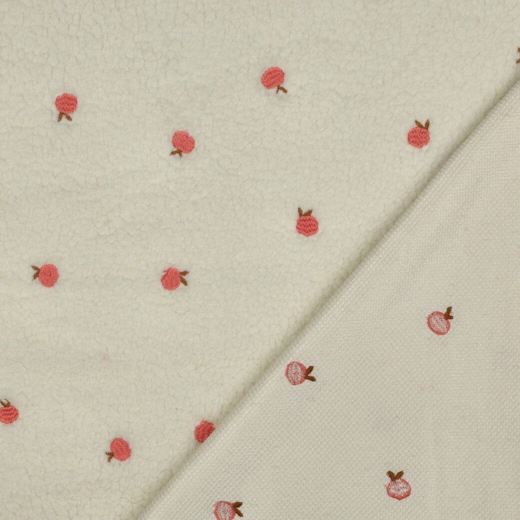 Teddy Jacquard Pfirsichliebe | Bestickte Pfirsiche Fadenwunsch 