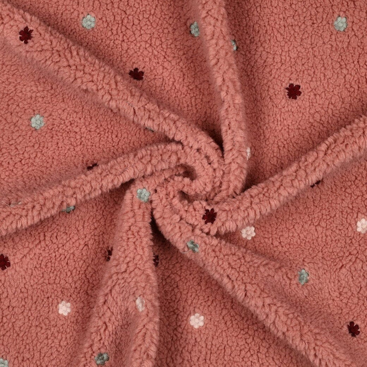 Teddystoff bestickt | „Tiny Flowers“ | Blush Fadenwunsch 