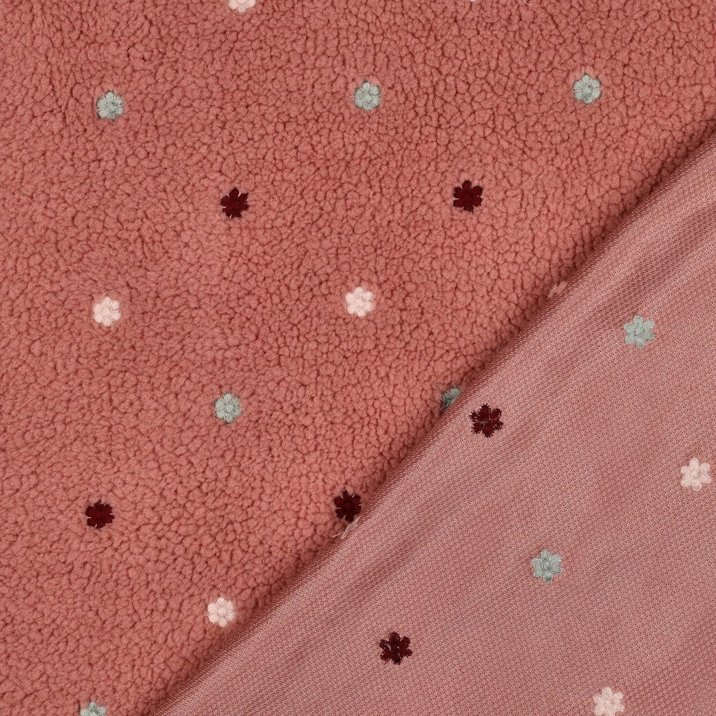 Teddystoff bestickt | „Tiny Flowers“ | Blush Fadenwunsch 