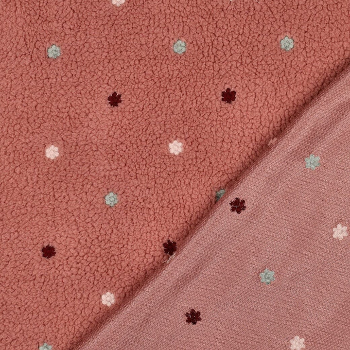 Teddystoff bestickt | „Tiny Flowers“ | Blush Fadenwunsch 