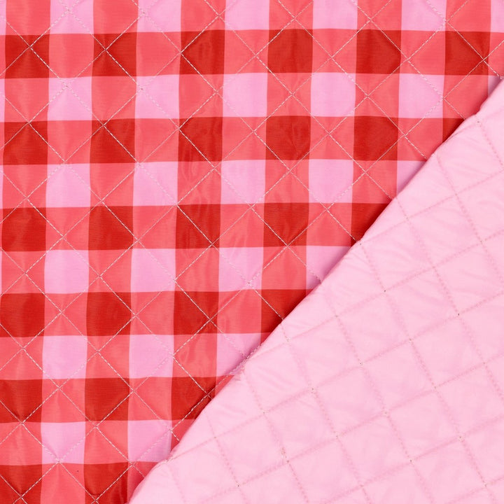 Steppstoff „Vichy“ | Pink/Rot | Wendeoptik