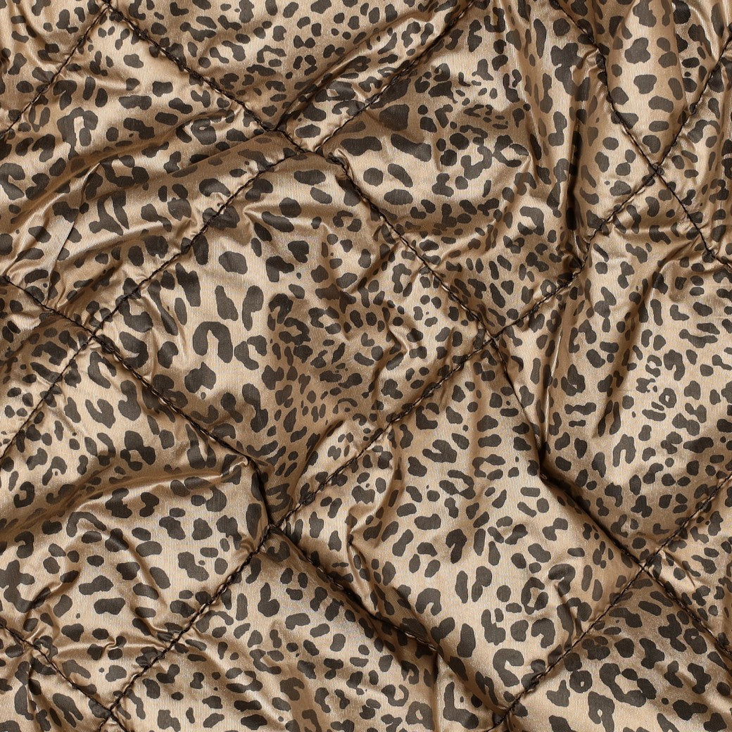 Folierter Leo Steppstoff | Gold Metallic/Braun