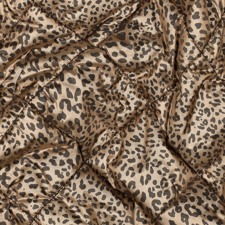 Folierter Leo Steppstoff | Gold Metallic/Braun