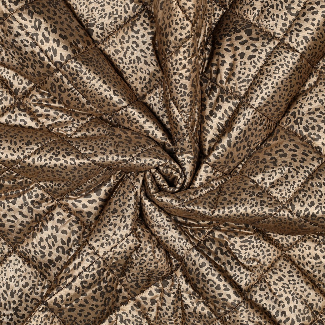 Folierter Leo Steppstoff | Gold Metallic/Braun
