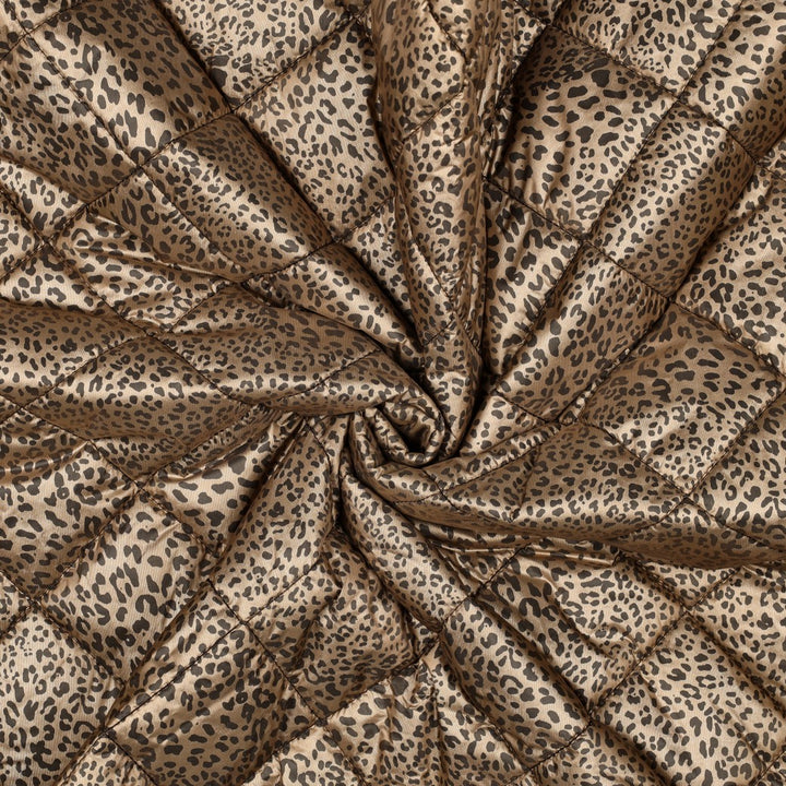 Folierter Leo Steppstoff | Gold Metallic/Braun