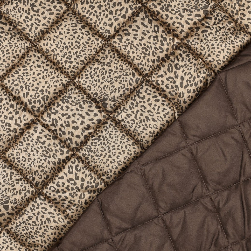Folierter Leo Steppstoff | Gold Metallic/Braun