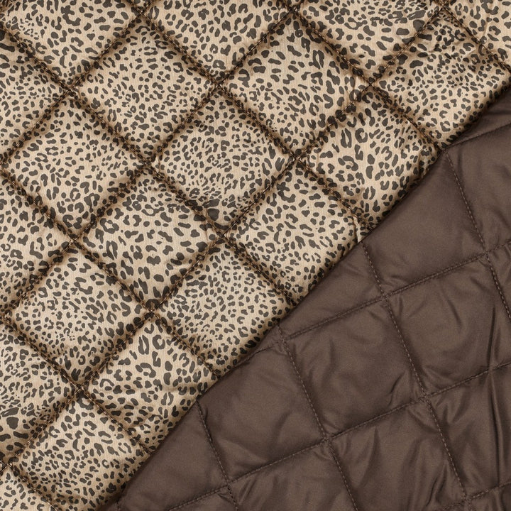 Folierter Leo Steppstoff | Gold Metallic/Braun