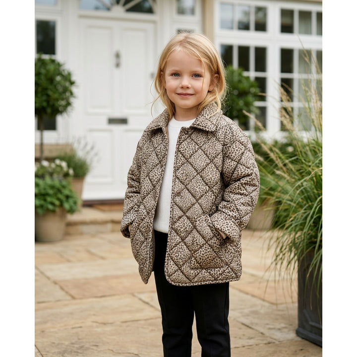 Folierter Leo Steppstoff | Gold Metallic/Braun