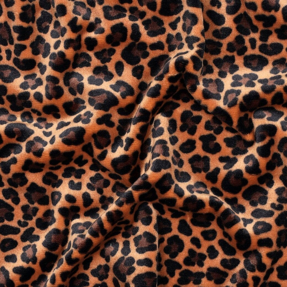 Stretch Samt Leo Wild Glow | Cognac Fadenwunsch 