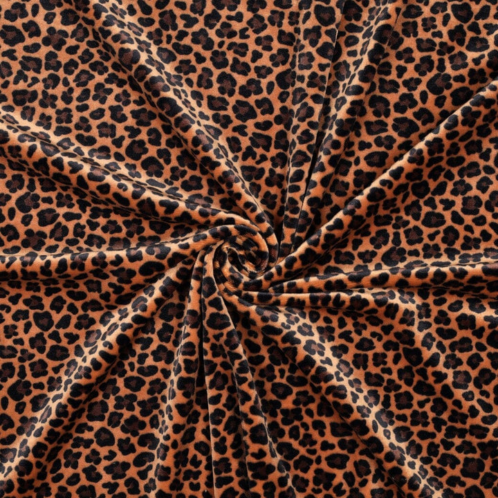 Stretch Samt Leo Wild Glow | Cognac Fadenwunsch 