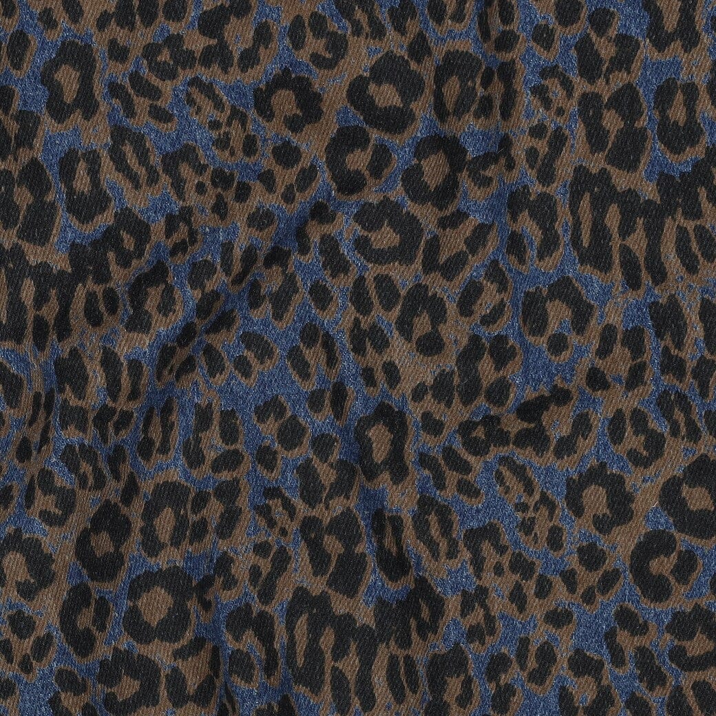 Stretchdenim „Leo“ | Blau/Braun | Animal Print Fadenwunsch 
