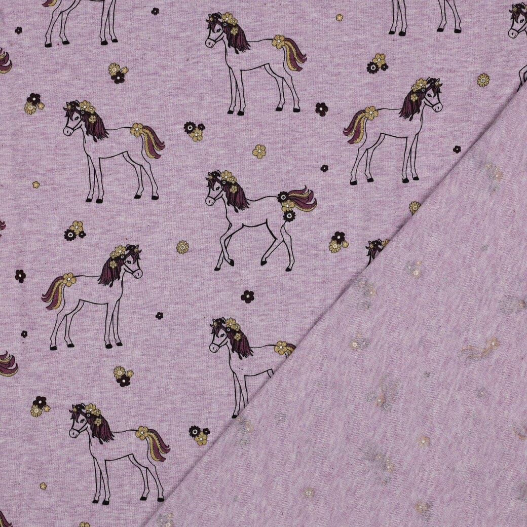 Jersey "Glitzer Pferd - Flieder" fadenwunsch 