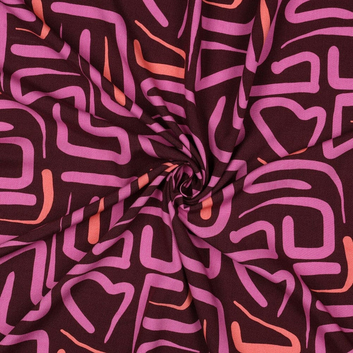 Viskose „Flow Vibes“ Bordeaux | abstrakt & fließend Fadenwunsch 