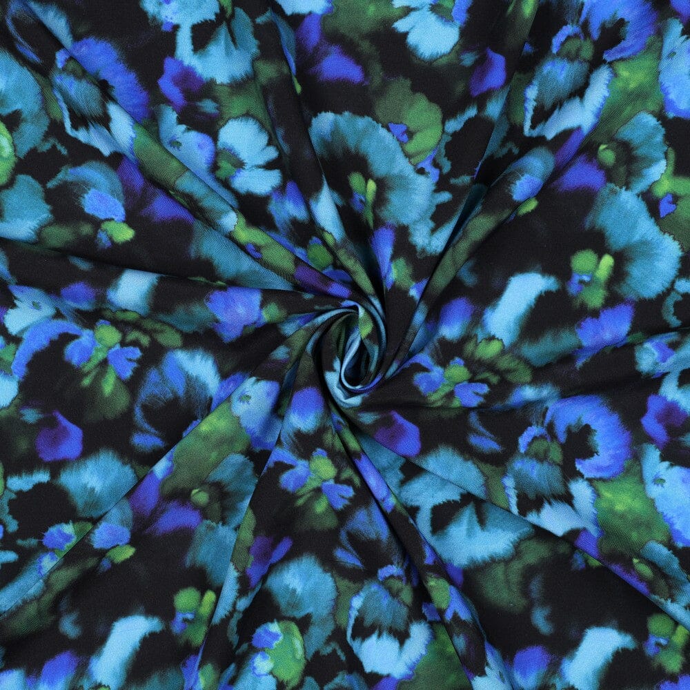 Viskose Blumen Blau | EcoVero Fadenwunsch 