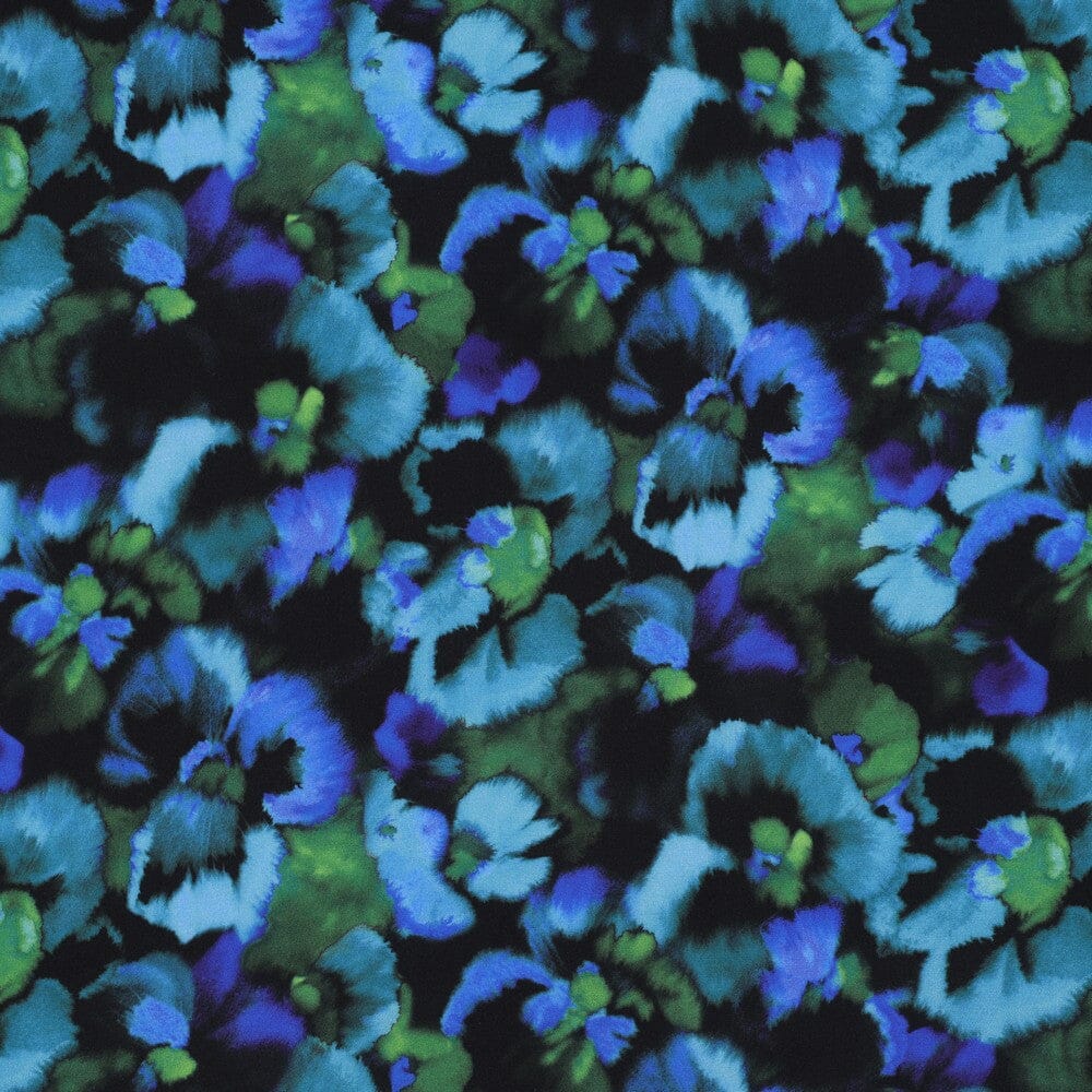 Viskose Blumen Blau | EcoVero Fadenwunsch 