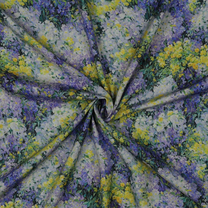 Viskose „Soft Bloom“ – florales Aquarell in Blau Fadenwunsch 