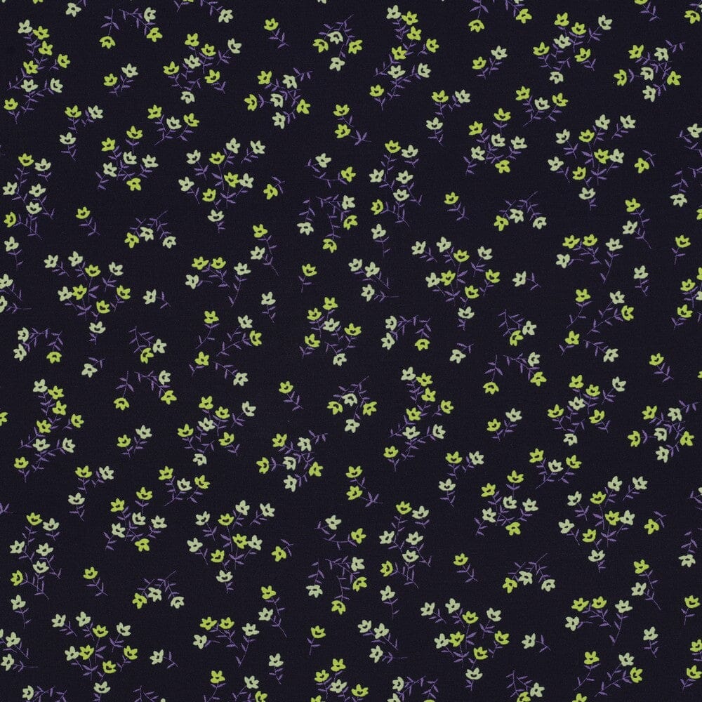 Viskose „Tiny Bloom“ – zarte Streublumen in Marineblau Fadenwunsch 