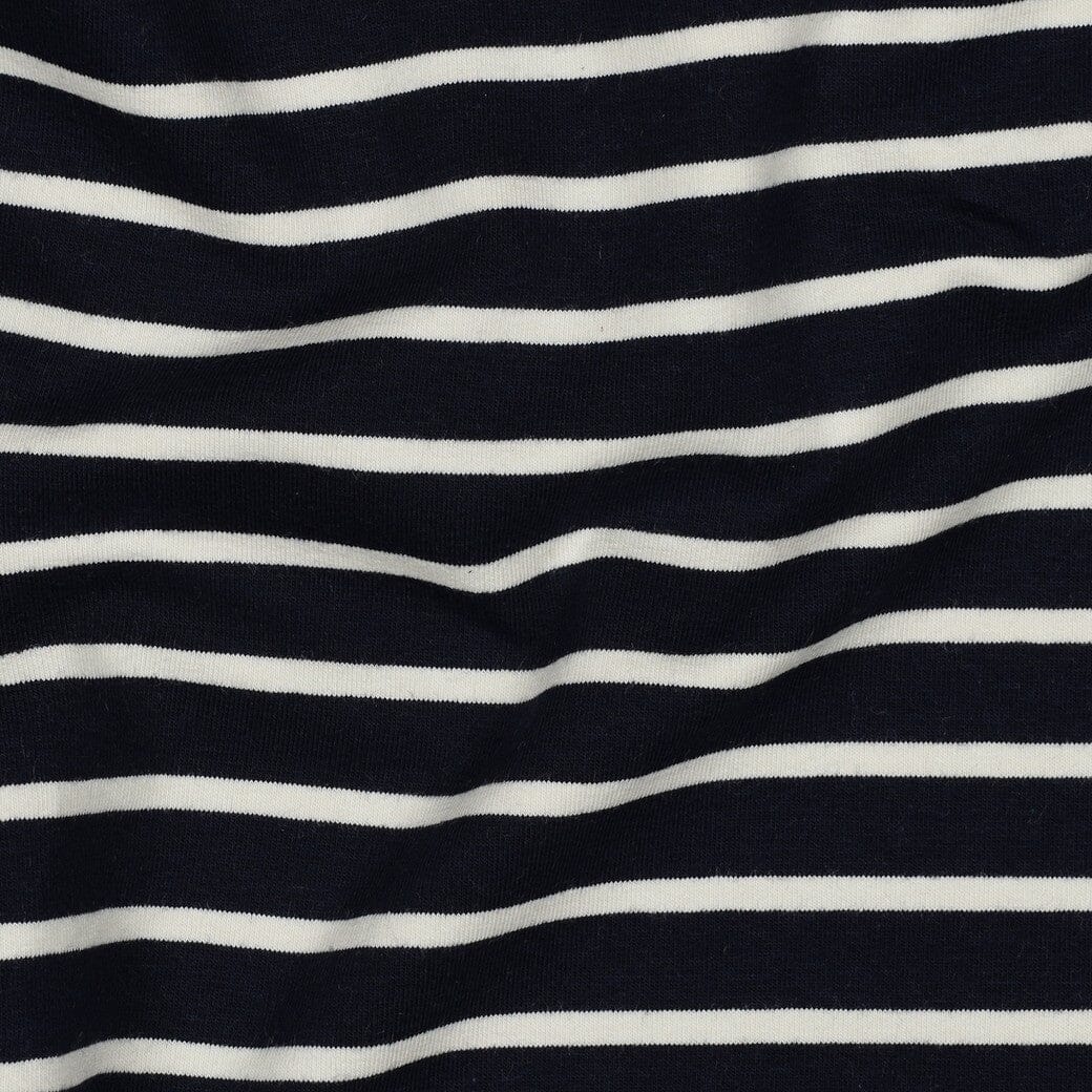 French Terry Streifen Marineblau-Natur | Fadenwunsch 