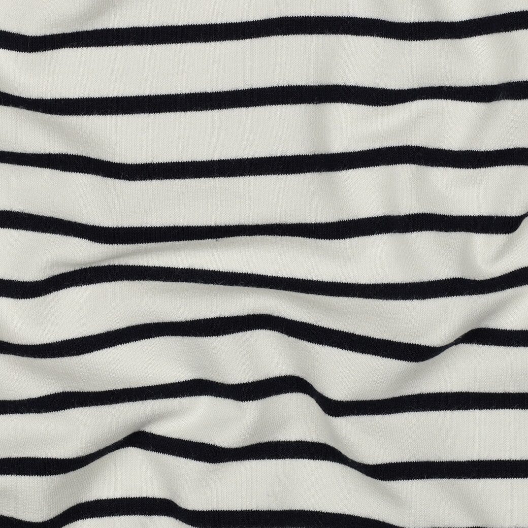 French Terry Streifen Natur-Marineblau Fadenwunsch 