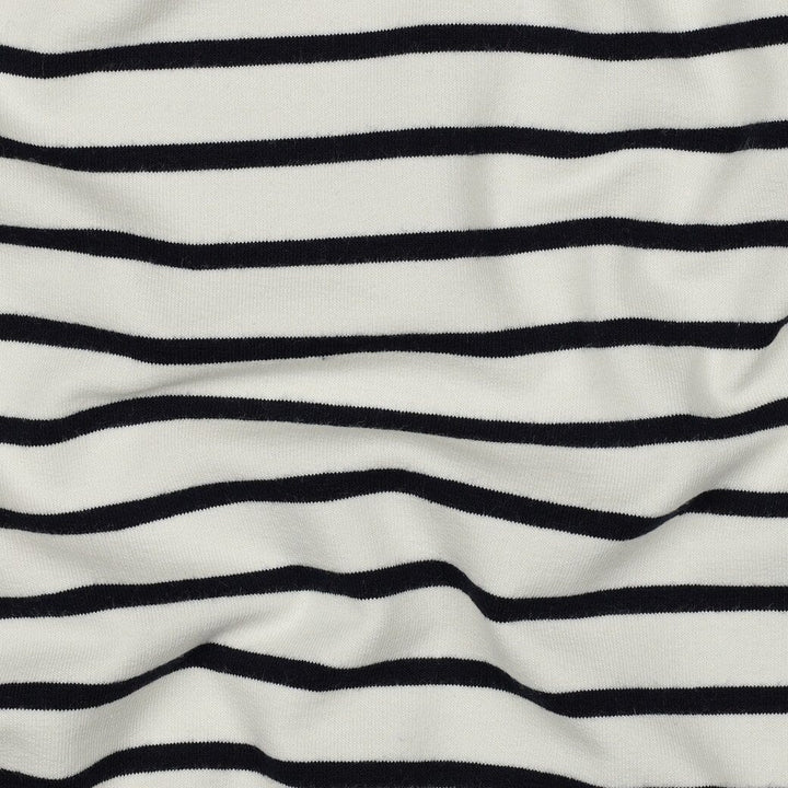 French Terry Streifen Natur-Marineblau Fadenwunsch 