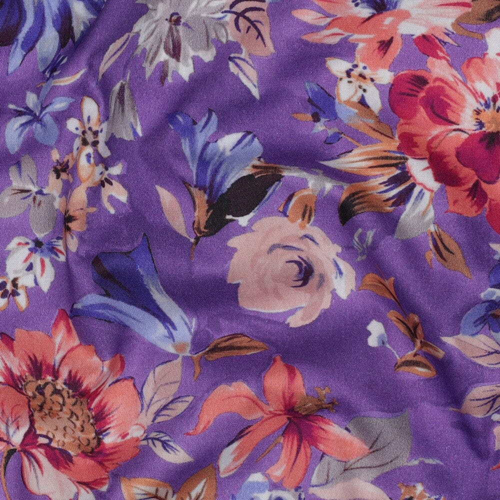 Baumwoll-Viskose „Lavender Garden“ – floraler Print in Lavendel Fadenwunsch 