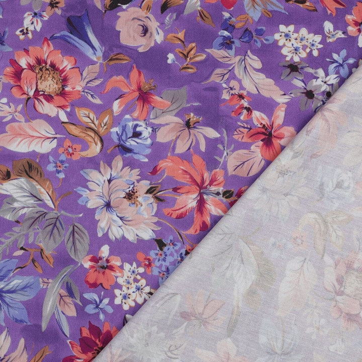 Baumwoll-Viskose „Lavender Garden“ – floraler Print in Lavendel Fadenwunsch 