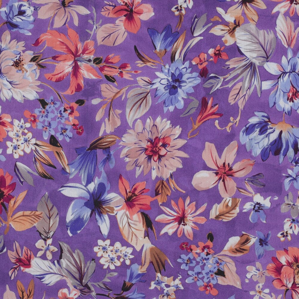 Baumwoll-Viskose „Lavender Garden“ – floraler Print in Lavendel Fadenwunsch 