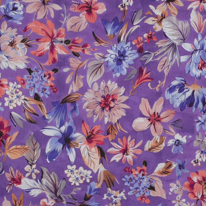 Baumwoll-Viskose „Lavender Garden“ – floraler Print in Lavendel Fadenwunsch 