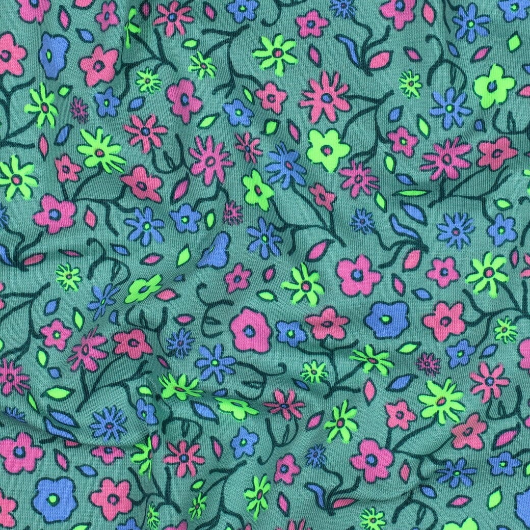 Jersey "Neon Blumen - Grün" fadenwunsch 