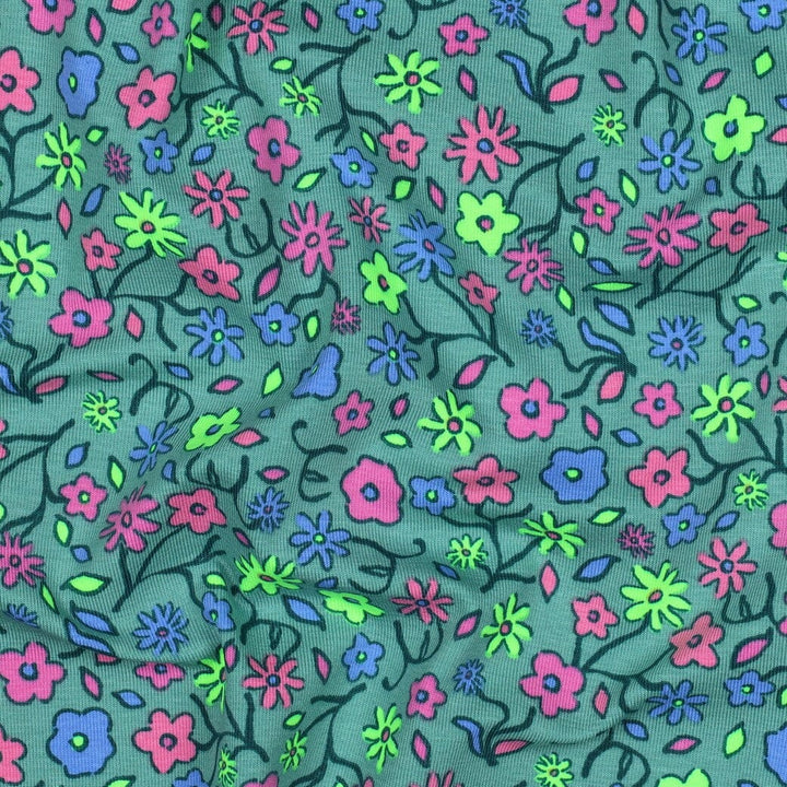 Jersey "Neon Blumen - Grün" fadenwunsch 