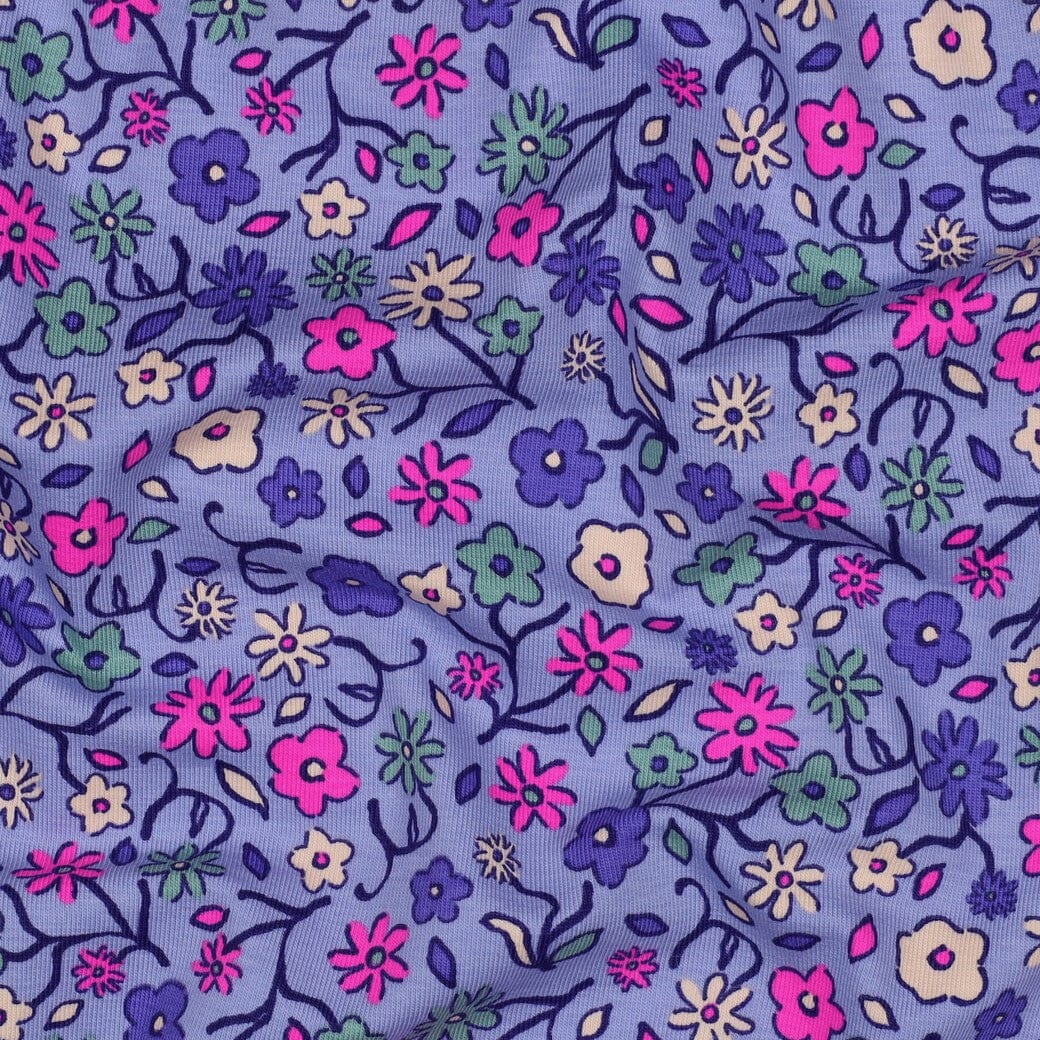 Jersey "Neon Blumen - Lavendel" fadenwunsch 