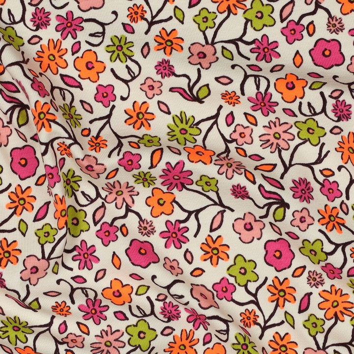 Jersey "Neon Blumen - Hellbeige" fadenwunsch 