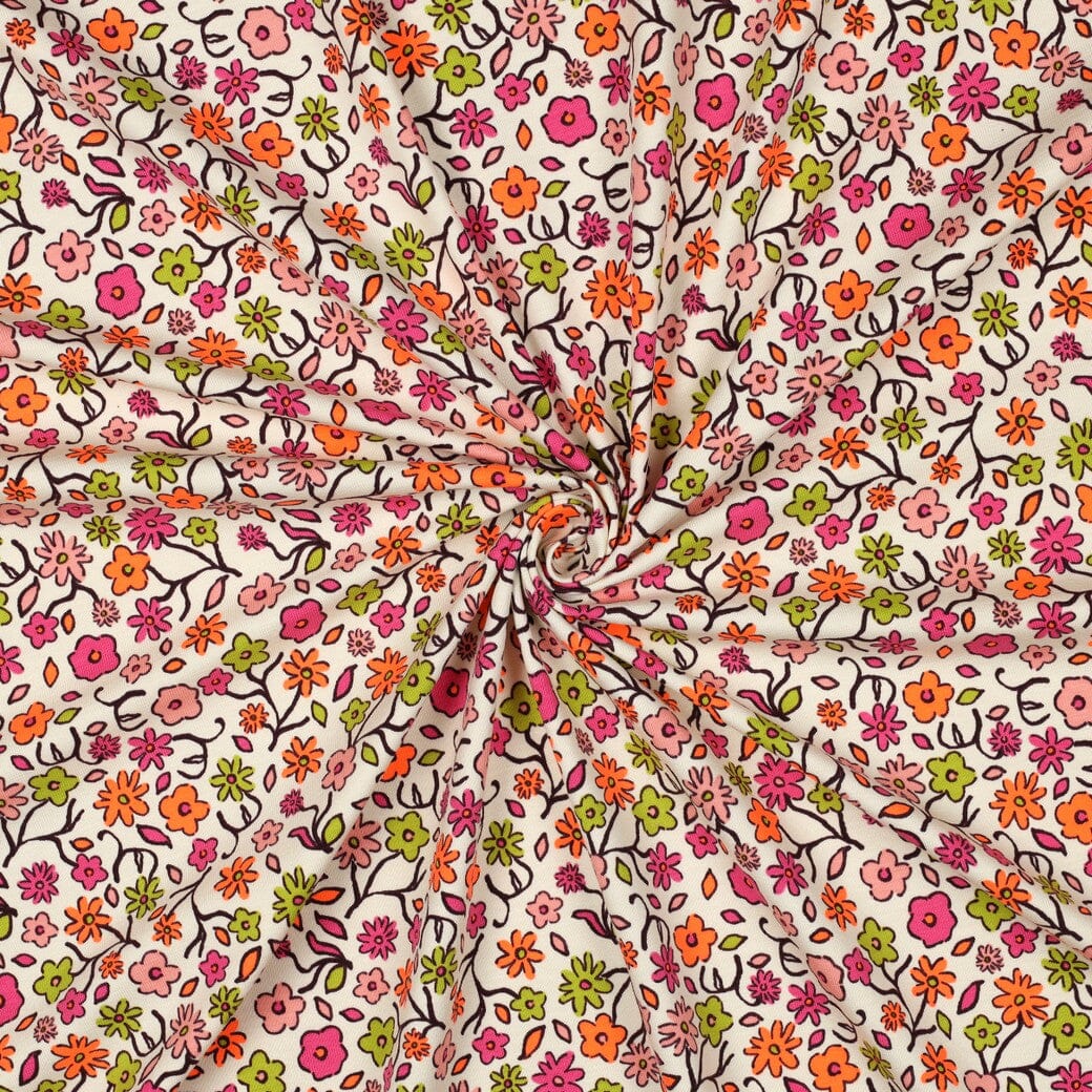 Jersey "Neon Blumen - Hellbeige" fadenwunsch 