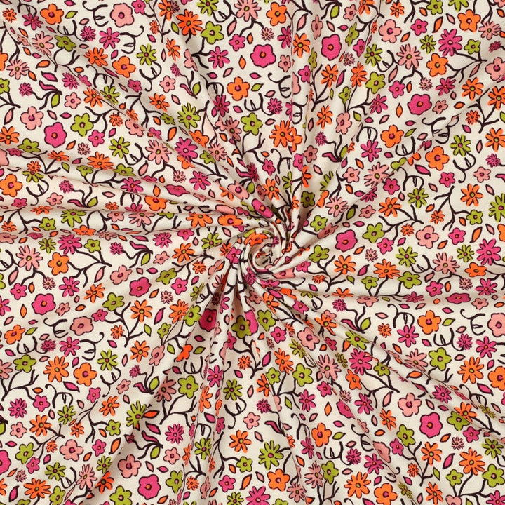 Jersey "Neon Blumen - Hellbeige" fadenwunsch 