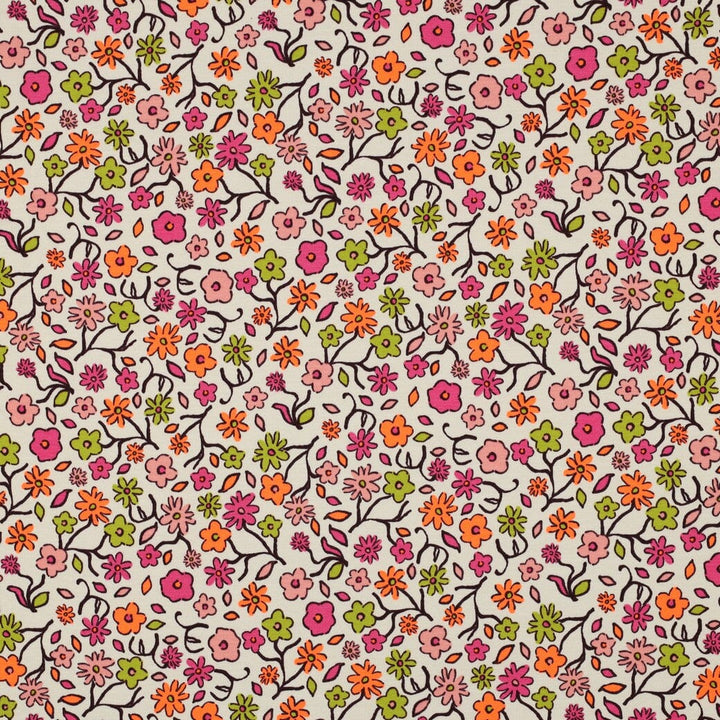 Jersey "Neon Blumen - Hellbeige" fadenwunsch 