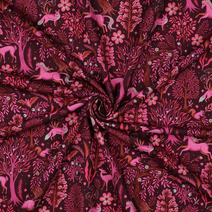 French Terry „Mystic Forest“ – Bordeaux Fadenwunsch 