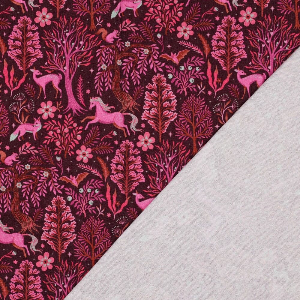 French Terry „Mystic Forest“ – Bordeaux Fadenwunsch 