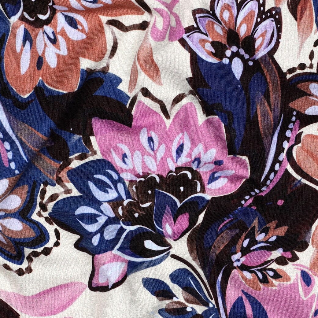 French Terry „Boho Bloom“ – Ecru Fadenwunsch 