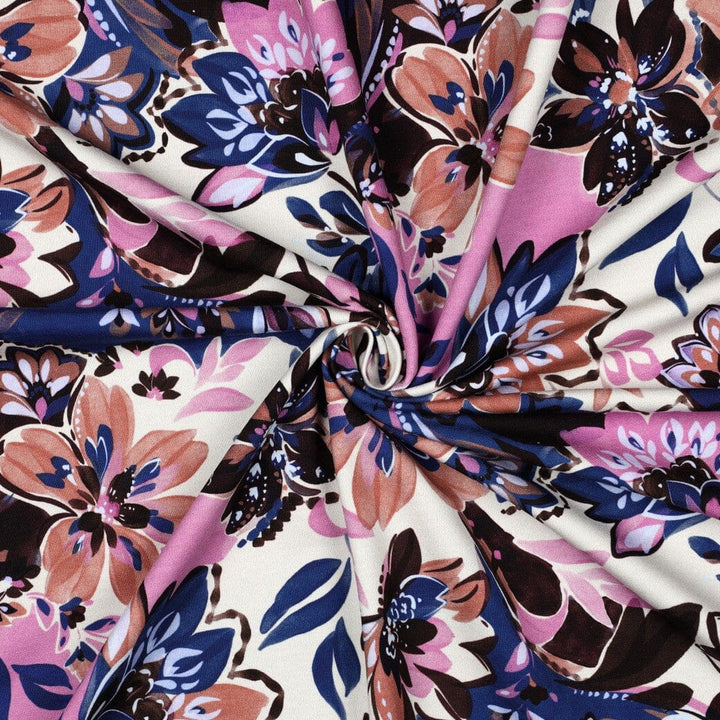 French Terry „Boho Bloom“ – Ecru Fadenwunsch 