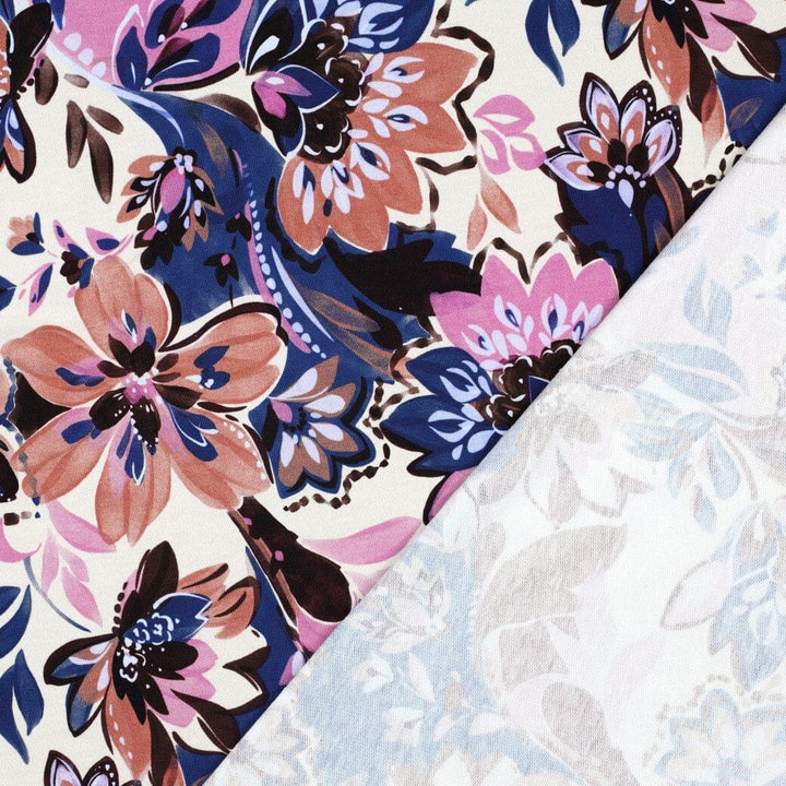 French Terry „Boho Bloom“ – Ecru Fadenwunsch 