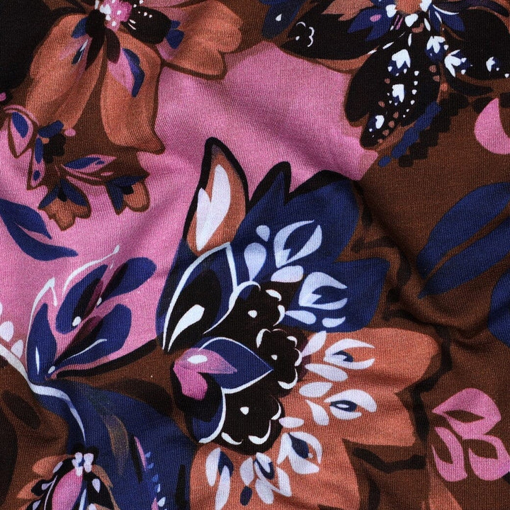 French Terry „Boho Bloom“ – Mocha Fadenwunsch 