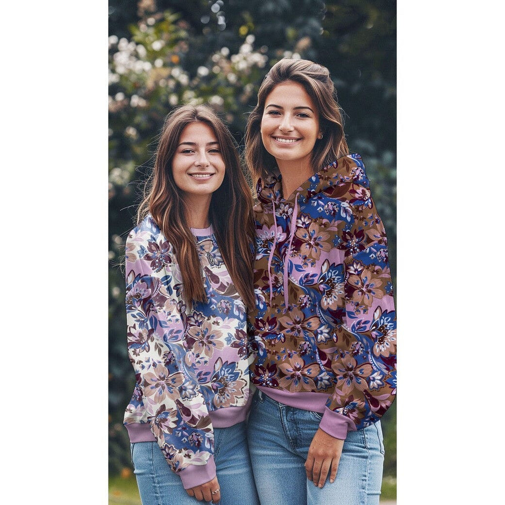 French Terry „Boho Bloom“ – Mocha Fadenwunsch 